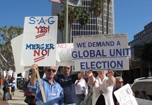 Anti-Merger Protesters Target SAG, AFTRA Headquarters